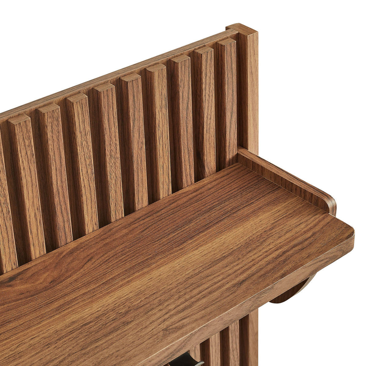 Render Walnut Fluted Coat Rack Panel With Shelf - Ornate Home