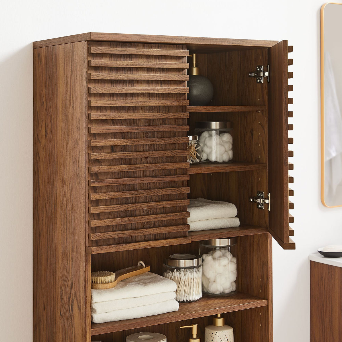 Render Walnut Tall Bathroom Storage Cabinet - Ornate Home