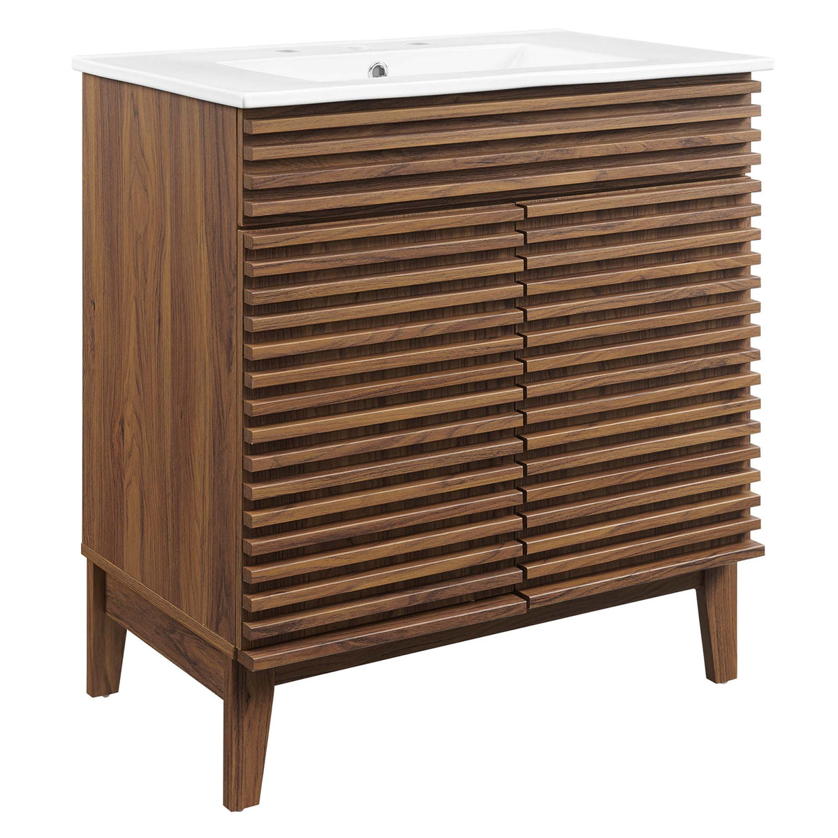 Render Walnut/White 30" Bathroom Vanity Cabinet - Ornate Home