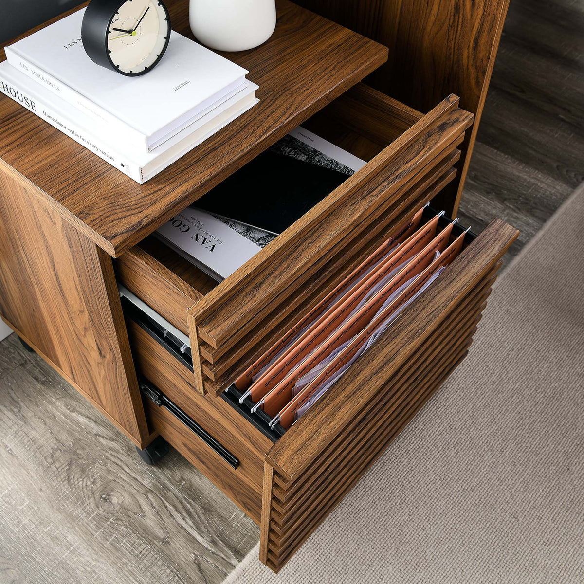 Render Walnut Wood File Cabinet - Ornate Home