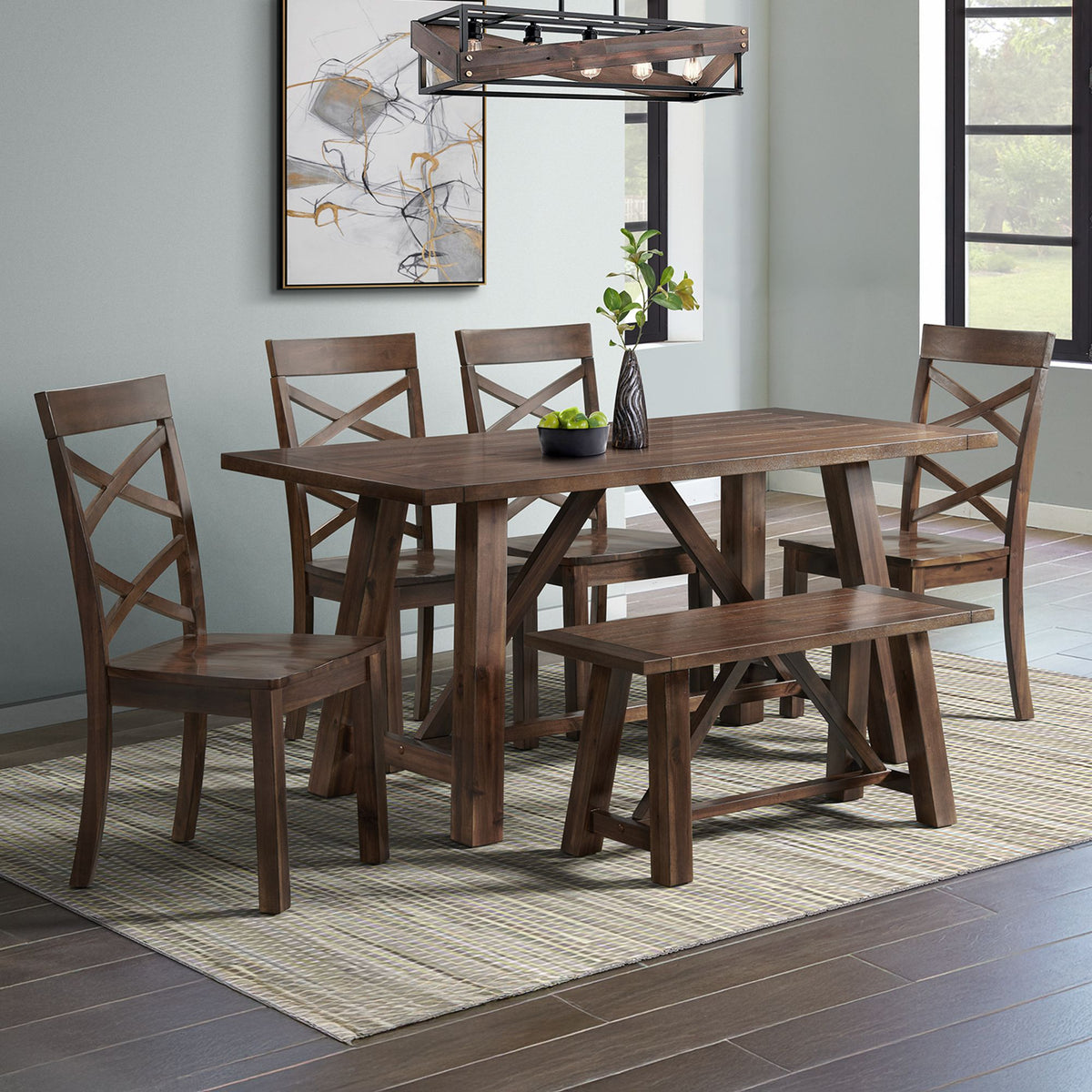 Renegade Walnut 64" 6PC Dining Set - Ornate Home