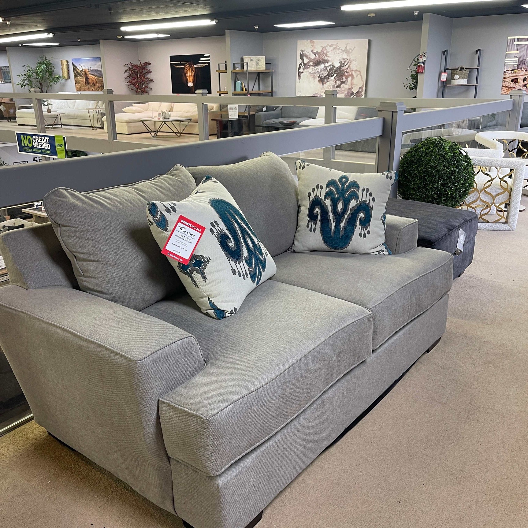 Renesmee Gray & Silver Stationary Loveseat - Ornate Home