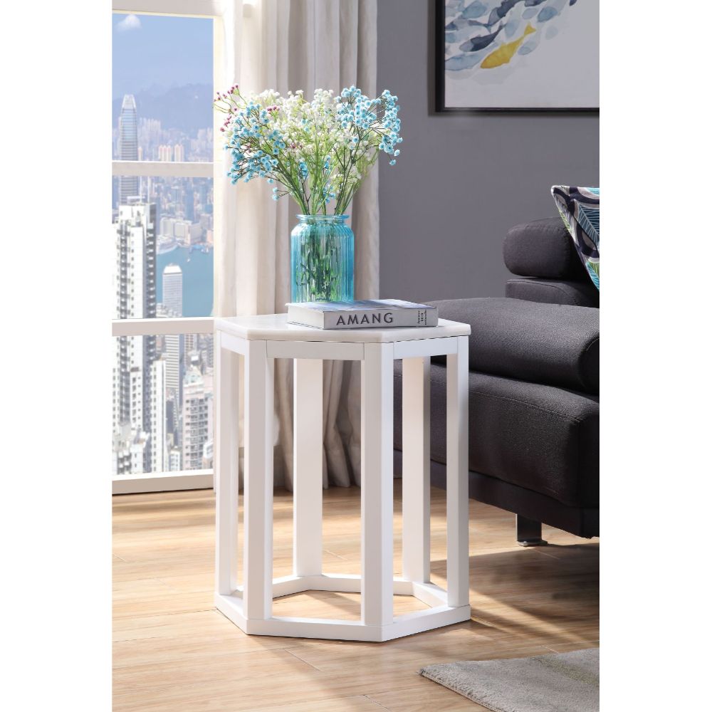 Reon White 2PC Pack Accent Table Set - Ornate Home