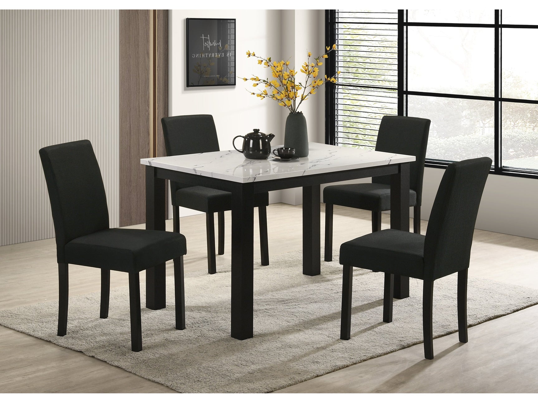 Resia Black/White Dining Set - Ornate Home