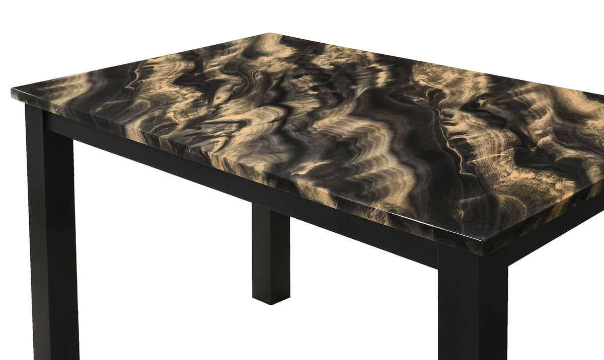 Resia Gold/Black Faux Marble Rectangular Dining Table - Ornate Home
