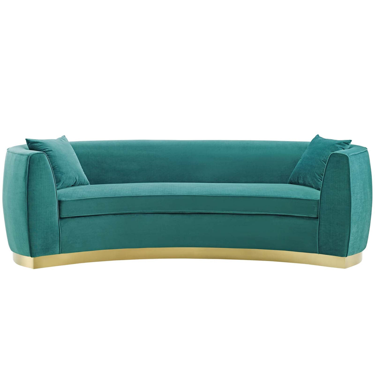 Resolute Teal Curved Performance Velvet Sofa - Ornate Home