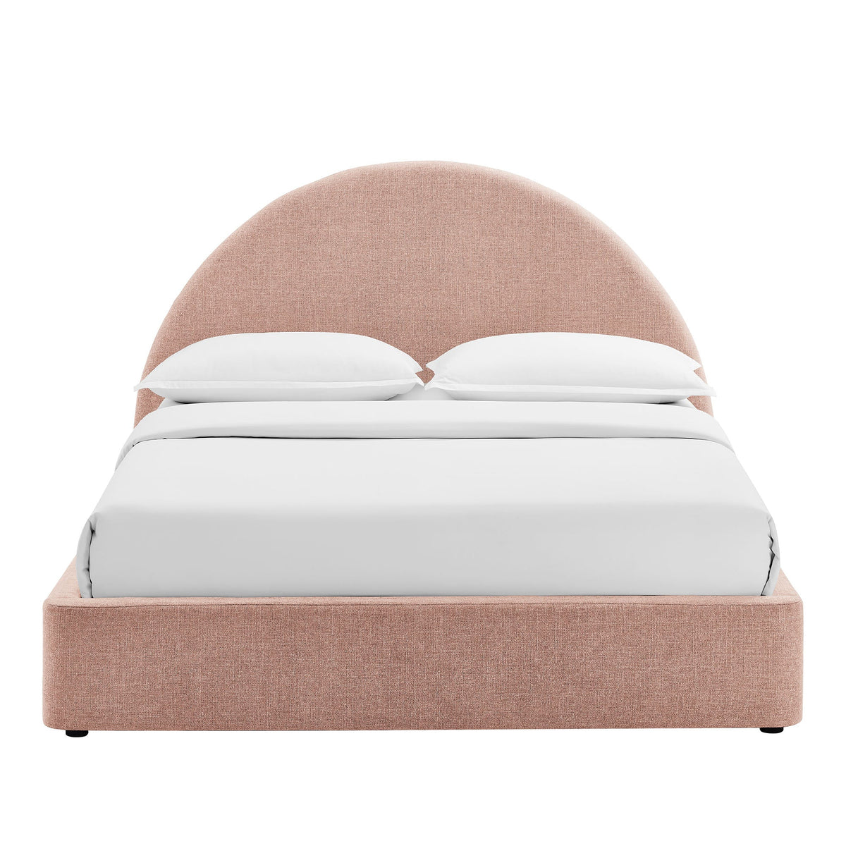 Resort Blush Queen Arched Upholstered Fabric Storage Platform Bed Frame - Ornate Home