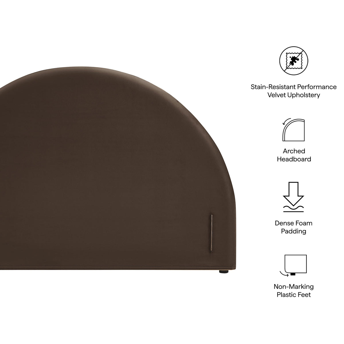 Resort Chocolate Brown Performance Velvet Arched Headboard