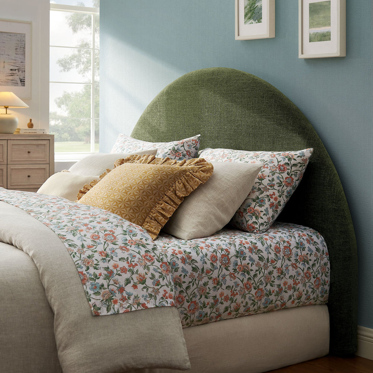 Modway Foliage Resort Queen Woven Upholstered Fabric Arched Headboard