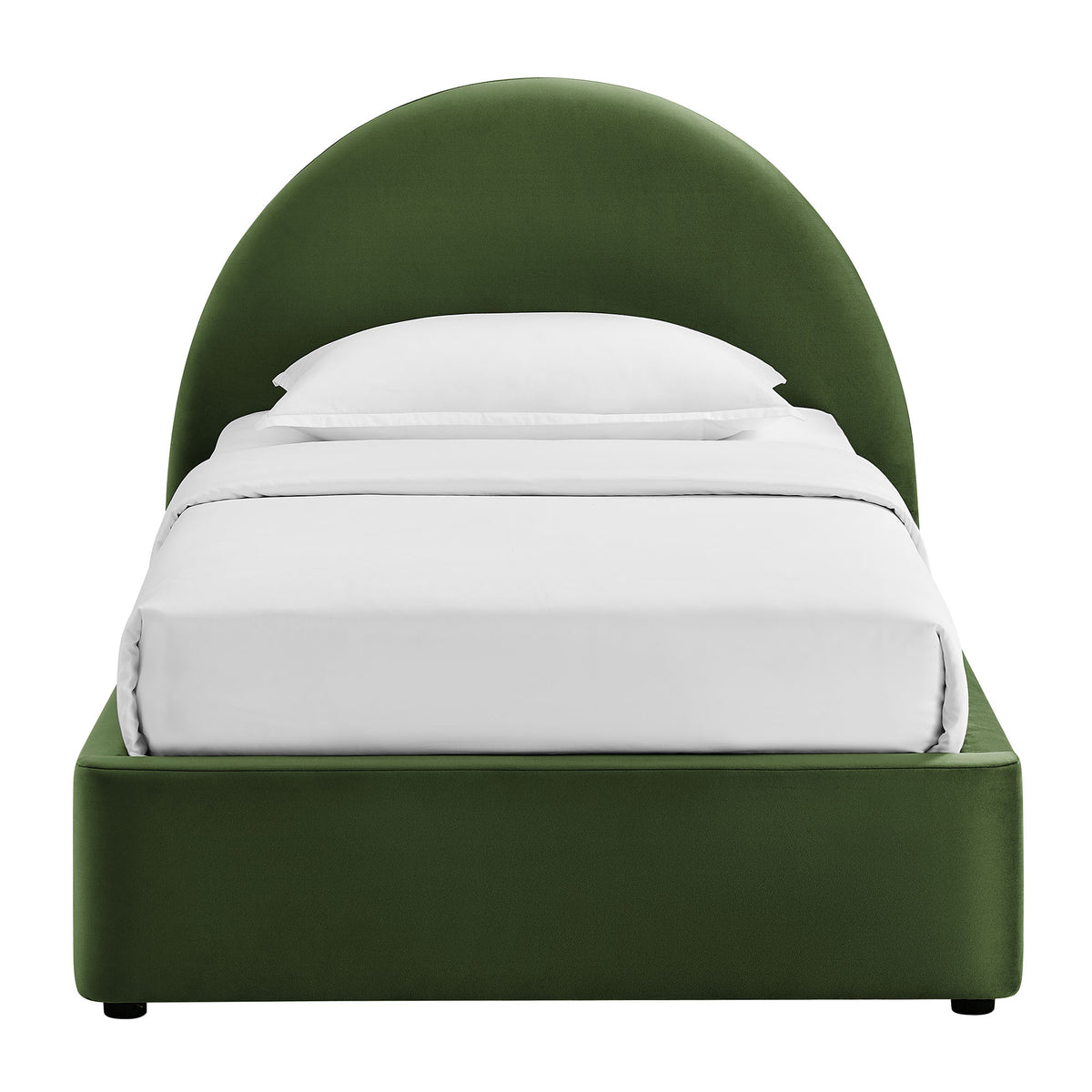 Resort Moss Green Twin Arched Performance Velvet Storage Platform Bed Frame - Ornate Home