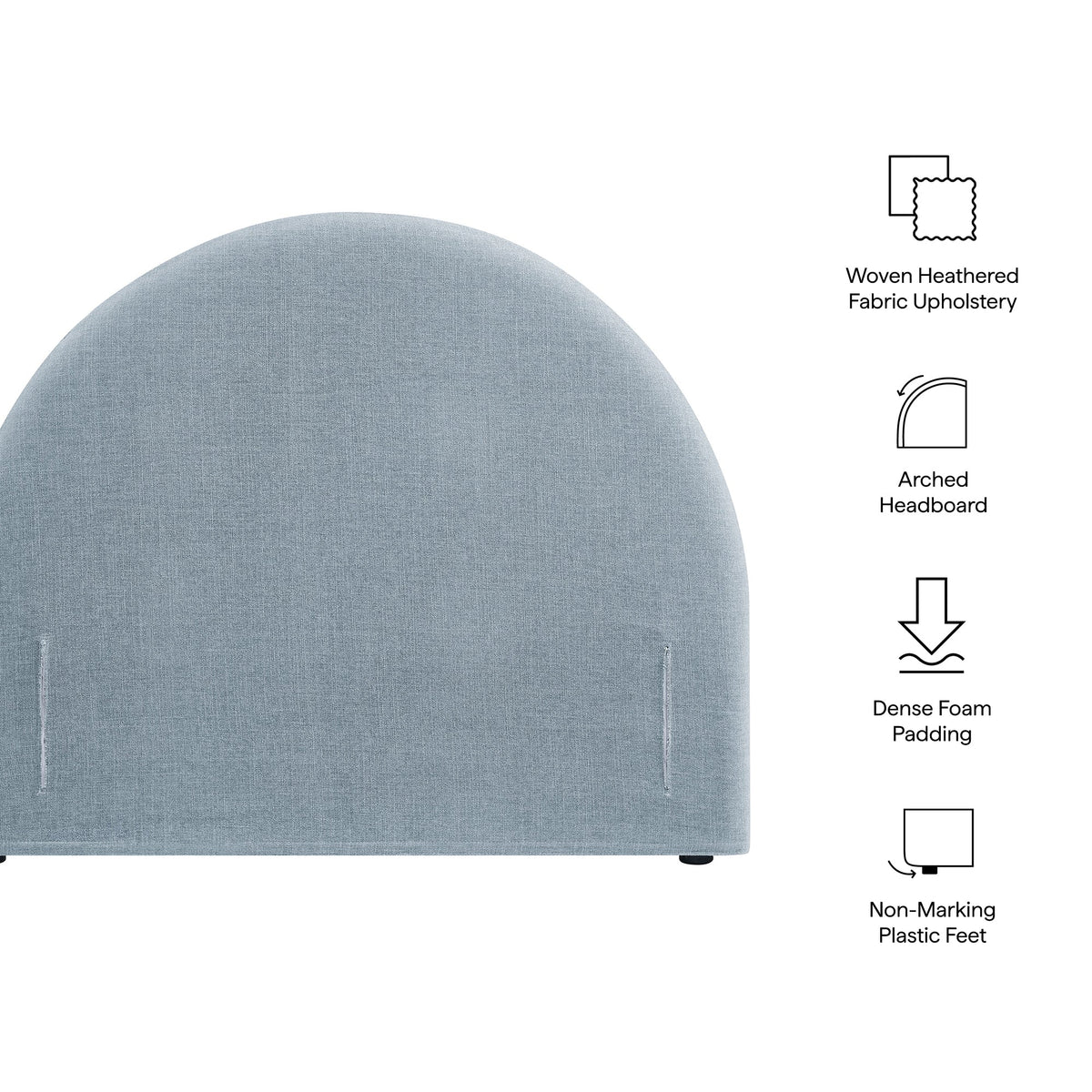 Resort Sky Blue Queen Woven Upholstered Fabric Arched Headboard