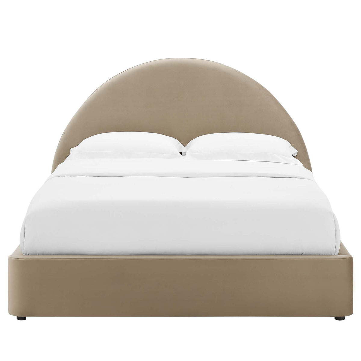 Resort Taupe Performance Velvet Arched Round Queen Platform Bed - Ornate Home
