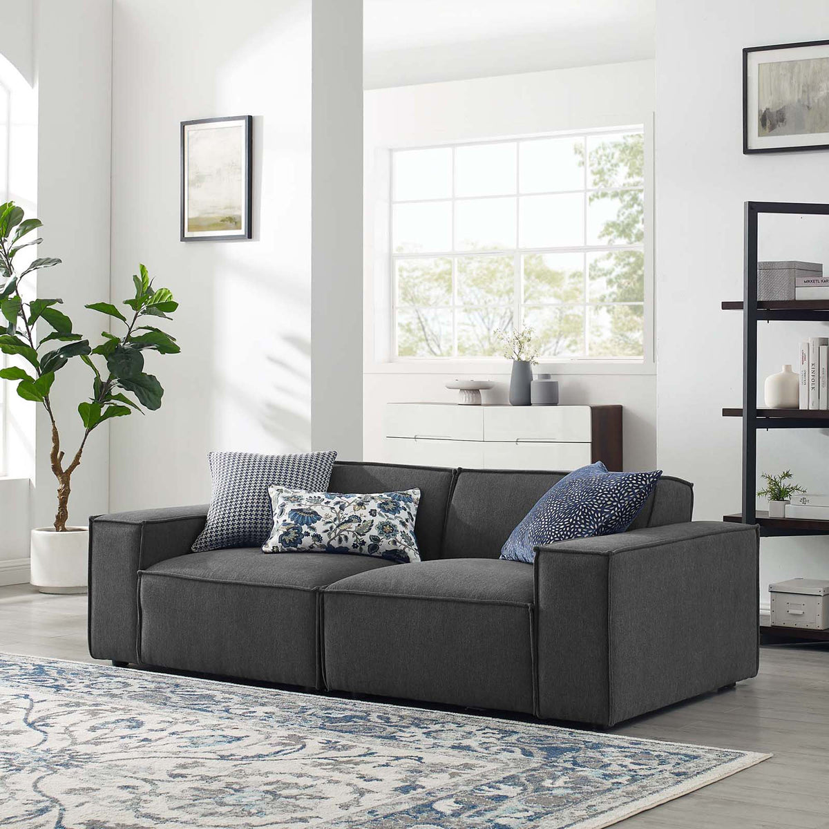 Restore Charcoal 2-Piece Sectional Sofa - Ornate Home