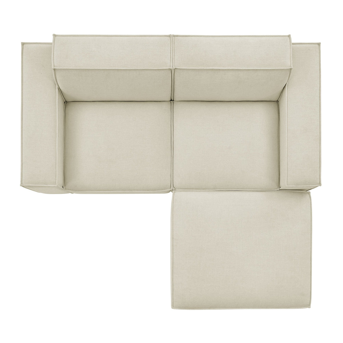 Restore Ecru 3-Piece Performance Fabric Upholstered Modular Loveseat with Ottoman - Ornate Home