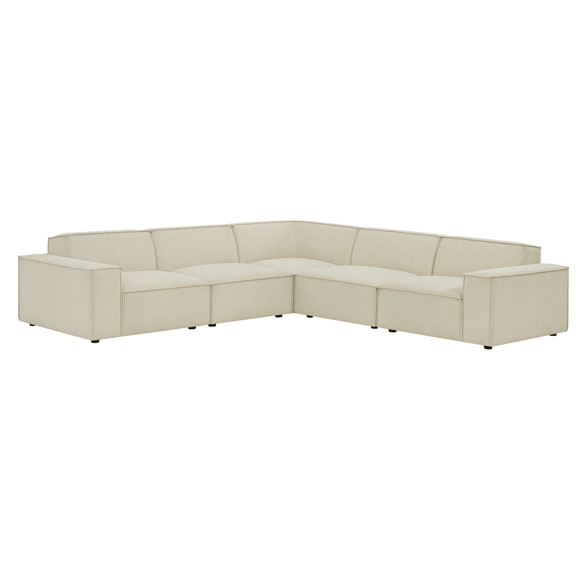 Restore Ecru 5-Piece Performance Fabric Upholstered Modular L-Shaped Sofa - Ornate Home