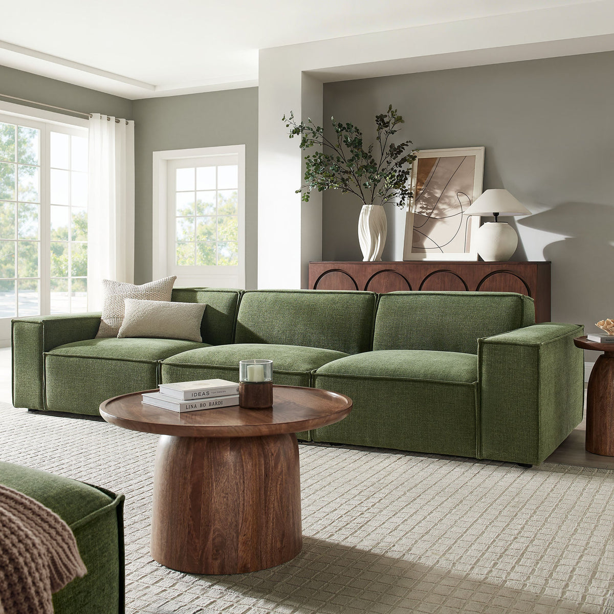 Restore Foliage 3-Piece Performance Fabric Upholstered Modular Sofa Set - Ornate Home