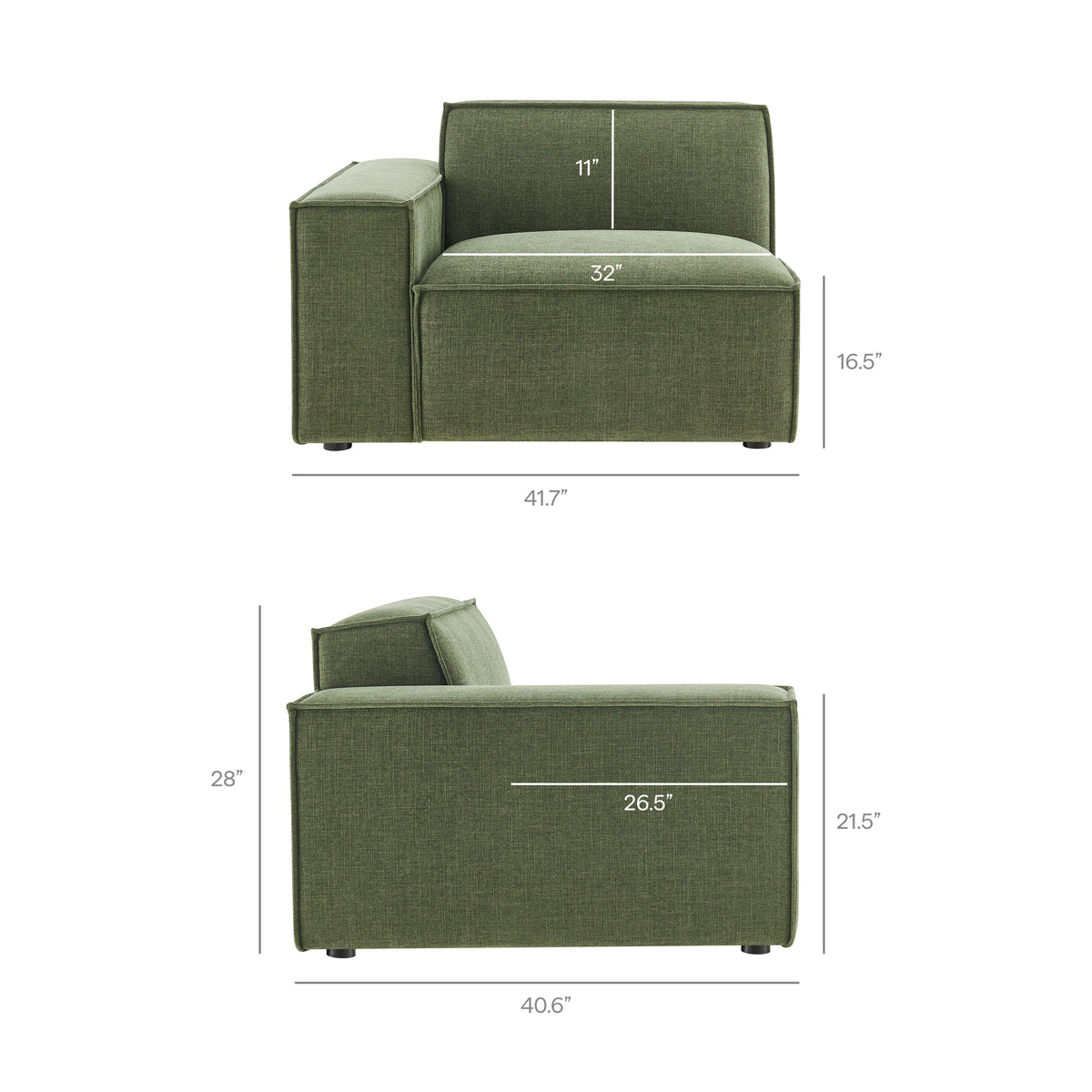 Restore Foliage 4-Piece Performance Fabric Upholstered Modular L-Shaped Sofa - 96.5x117.3x28" - Ornate Home