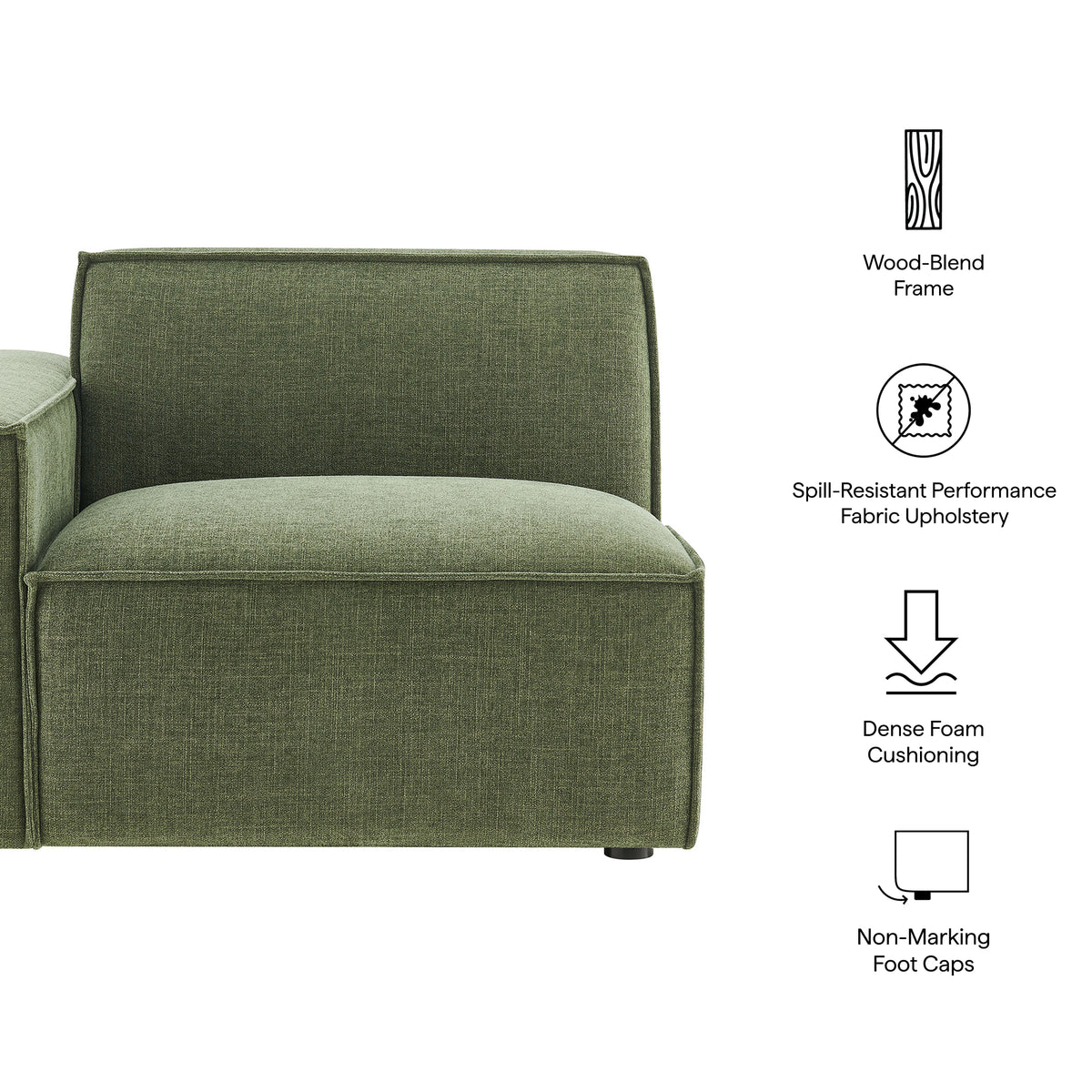 Restore Foliage Performance Fabric Upholstered Left-Facing Modular Lounge Chair - Ornate Home