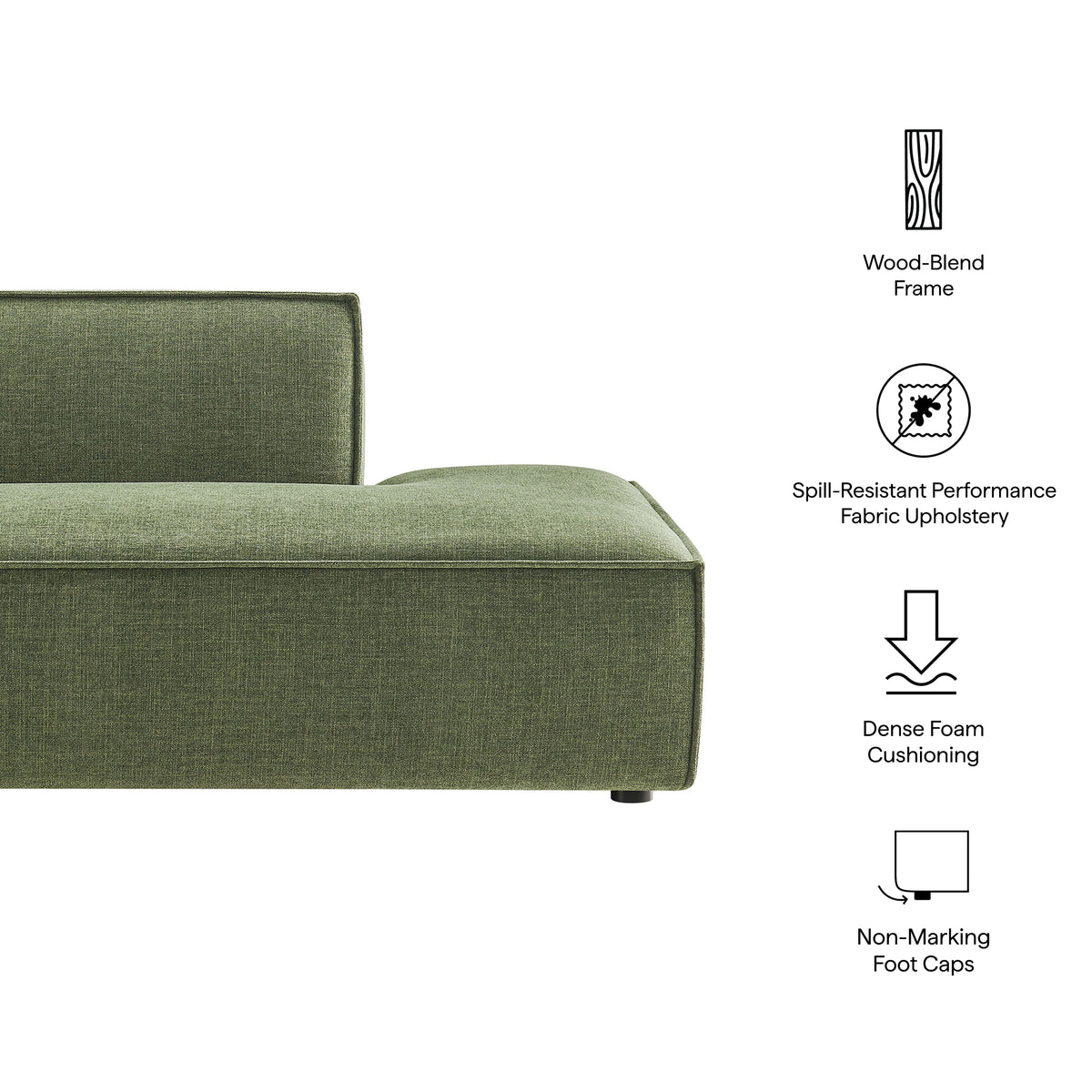 Restore Foliage Performance Fabric Upholstered Right-Facing Armless Modular Chaise - Ornate Home