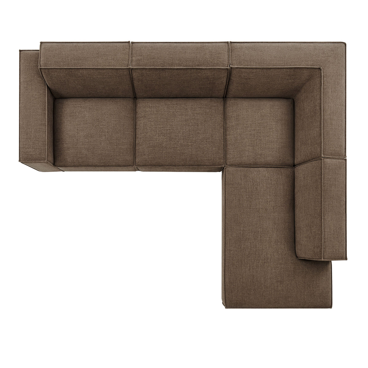 Restore Mocha 4-Piece Performance Fabric Upholstered Modular L-Shaped Sofa - 96.5x117.3x28" - Ornate Home