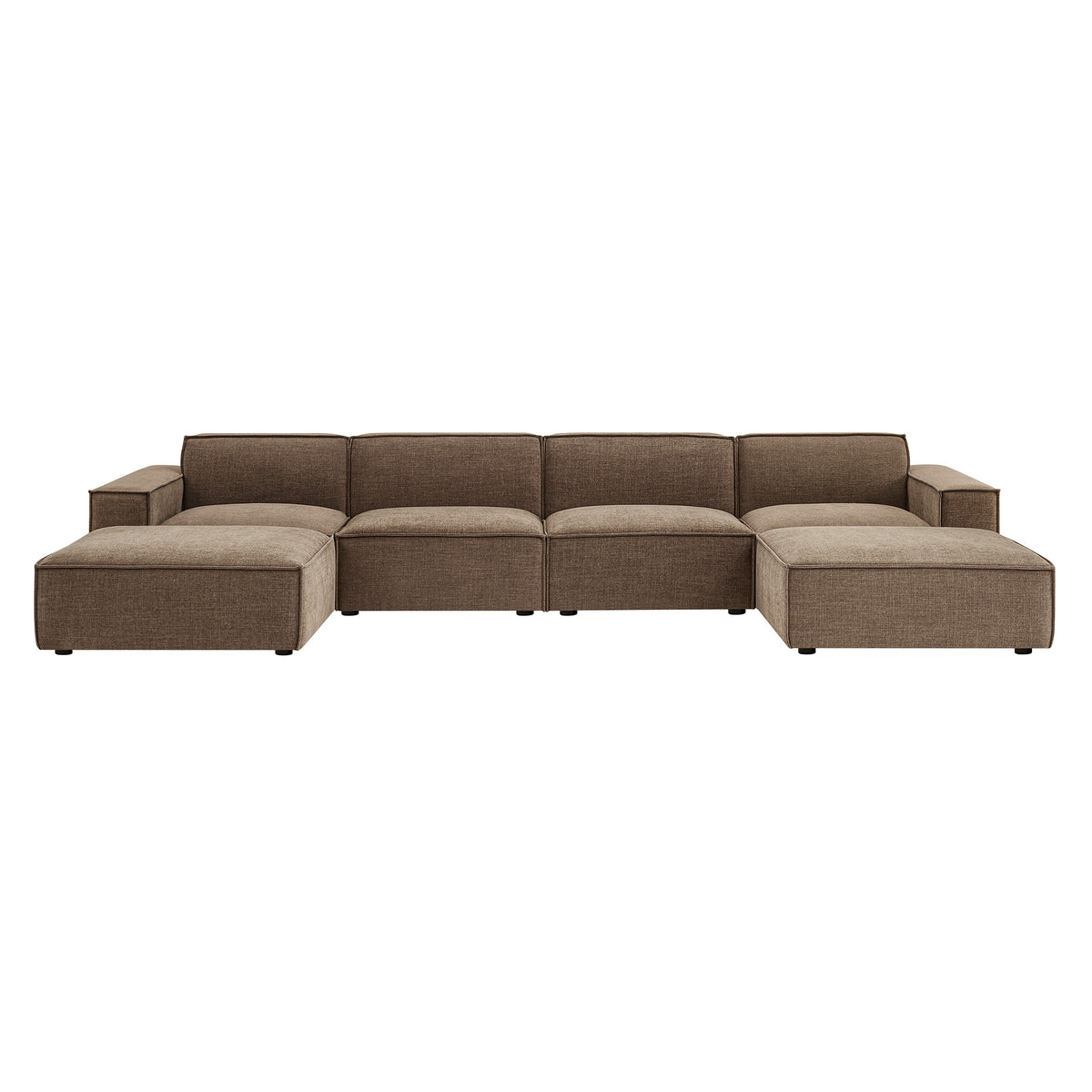 Restore Mocha 6-Piece Performance Fabric Upholstered Modular Sectional Sofa - Ornate Home