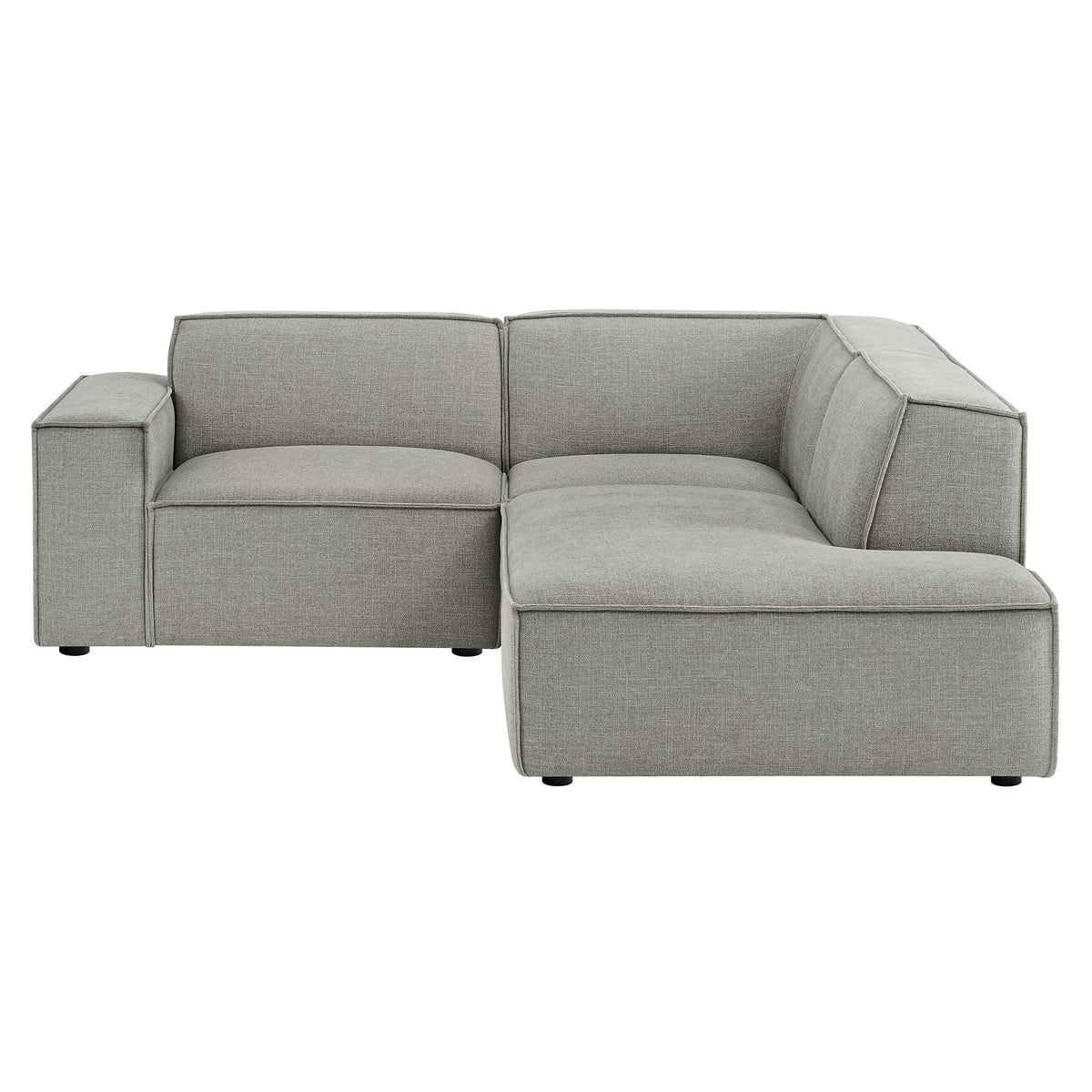 Restore Pewter 3-Piece Performance Fabric Upholstered Modular L-Shaped Sectional Sofa - 82.3x96.6" - Ornate Home