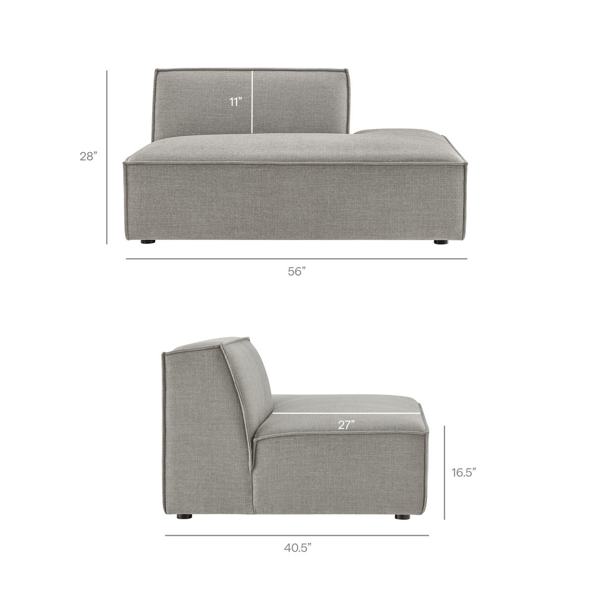 Restore Pewter 3-Piece Performance Fabric Upholstered Modular L-Shaped Sectional Sofa - 82.3x96.6" - Ornate Home
