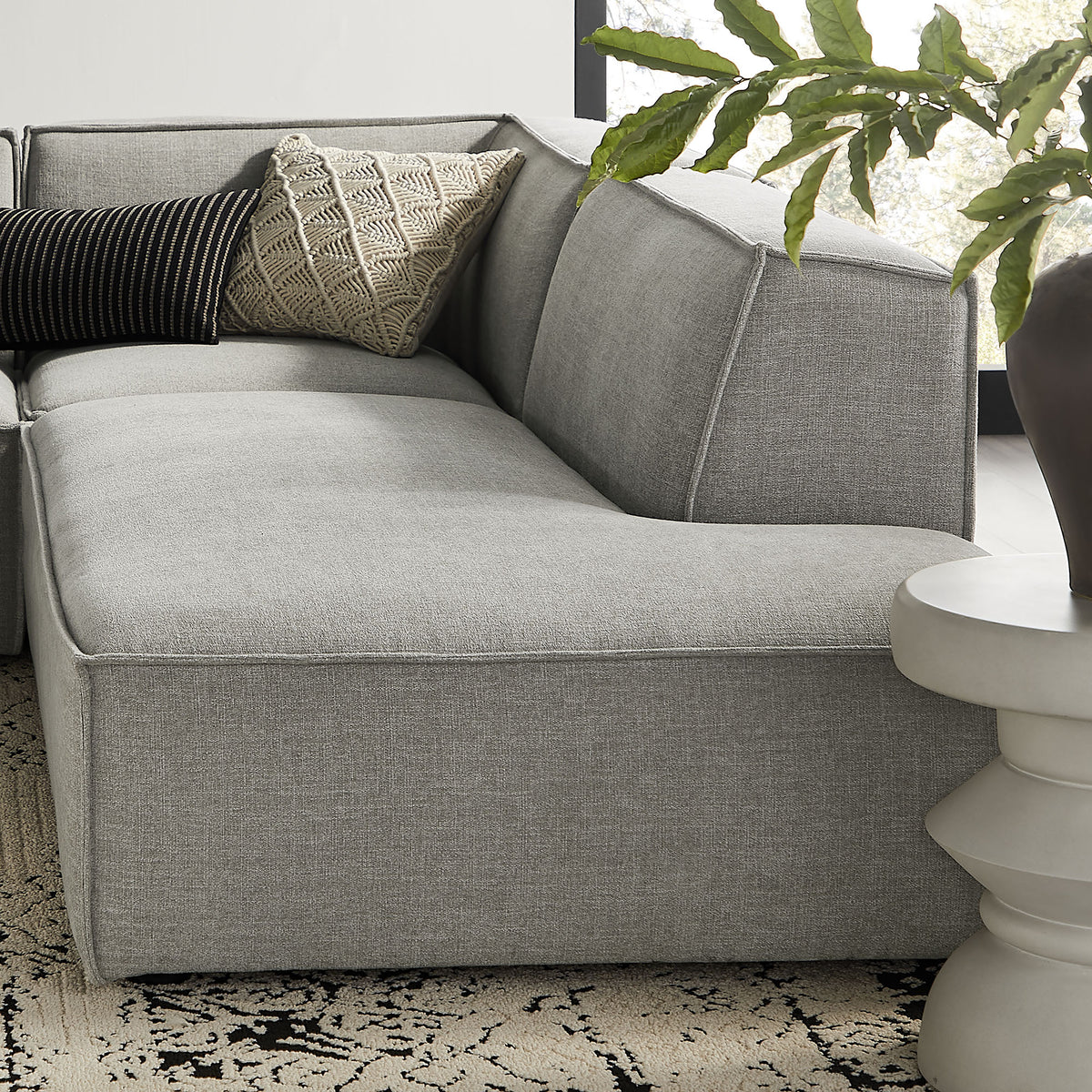 Restore Pewter 4-Piece Performance Fabric Upholstered Modular L-Shaped Armless Sectional Sofa - Ornate Home