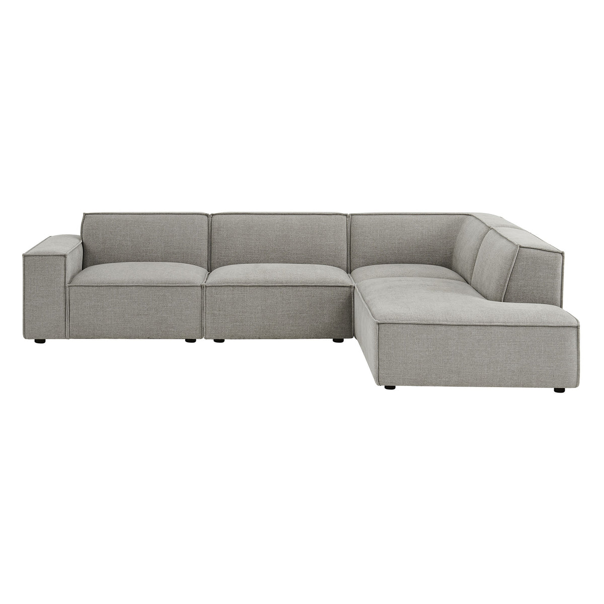 Restore Pewter 4-Piece Performance Fabric Upholstered Modular L-Shaped Sofa - 96.5x117.3x28" - Ornate Home