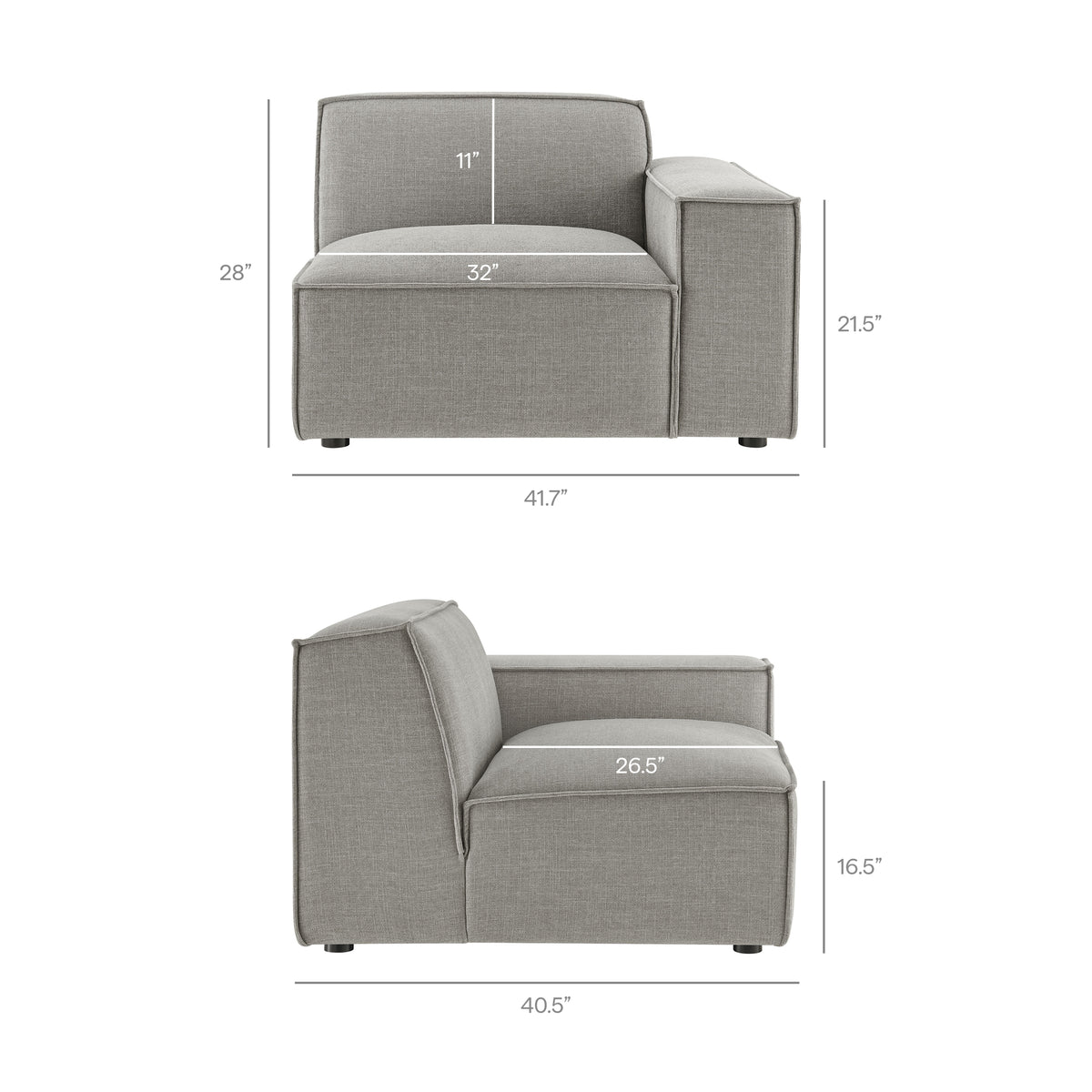 Restore Pewter 5-Piece Performance Fabric Upholstered Modular L-Shaped Sofa - Ornate Home