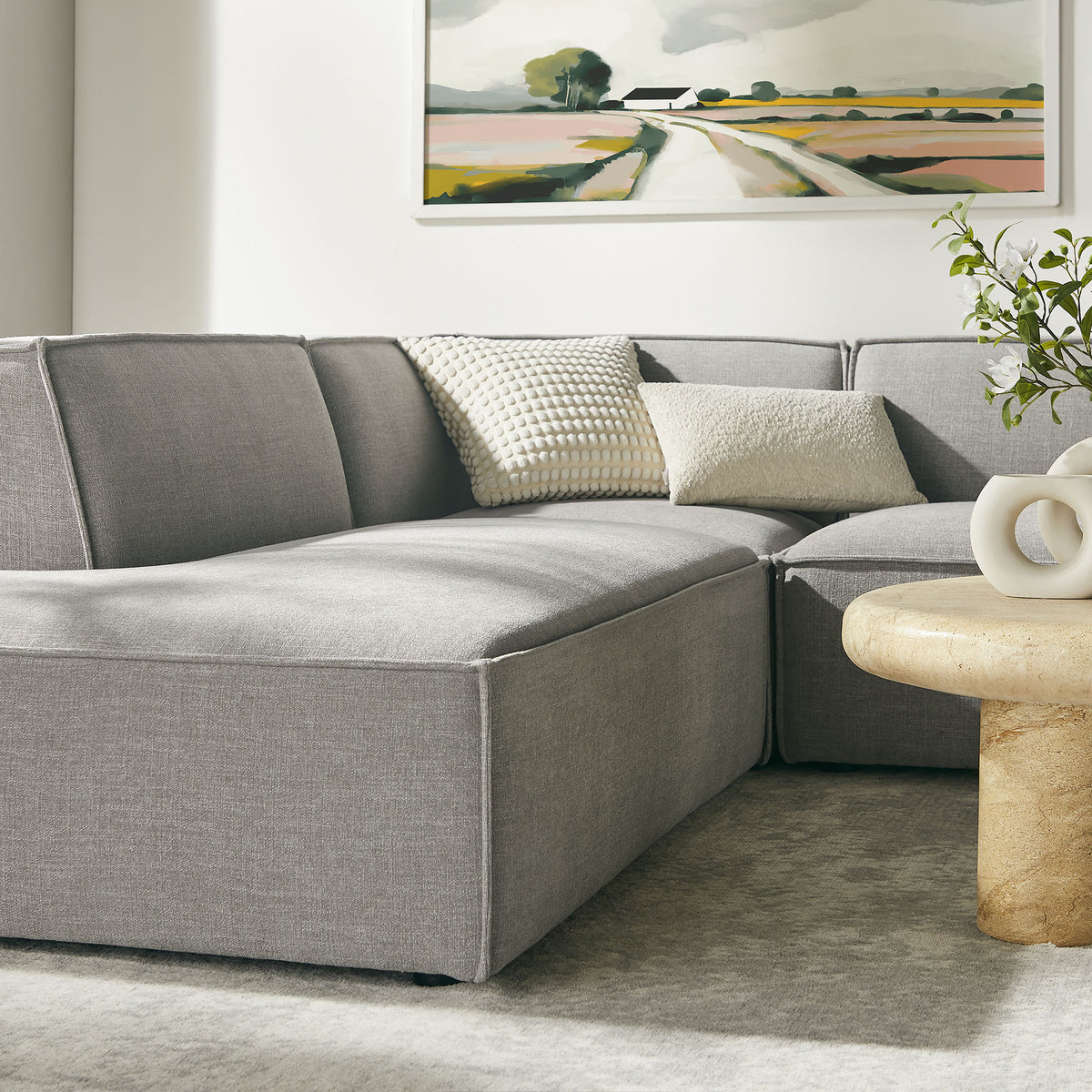 Restore Pewter 6-Piece Performance Fabric Upholstered U-Shaped Sectional Sofa - Ornate Home