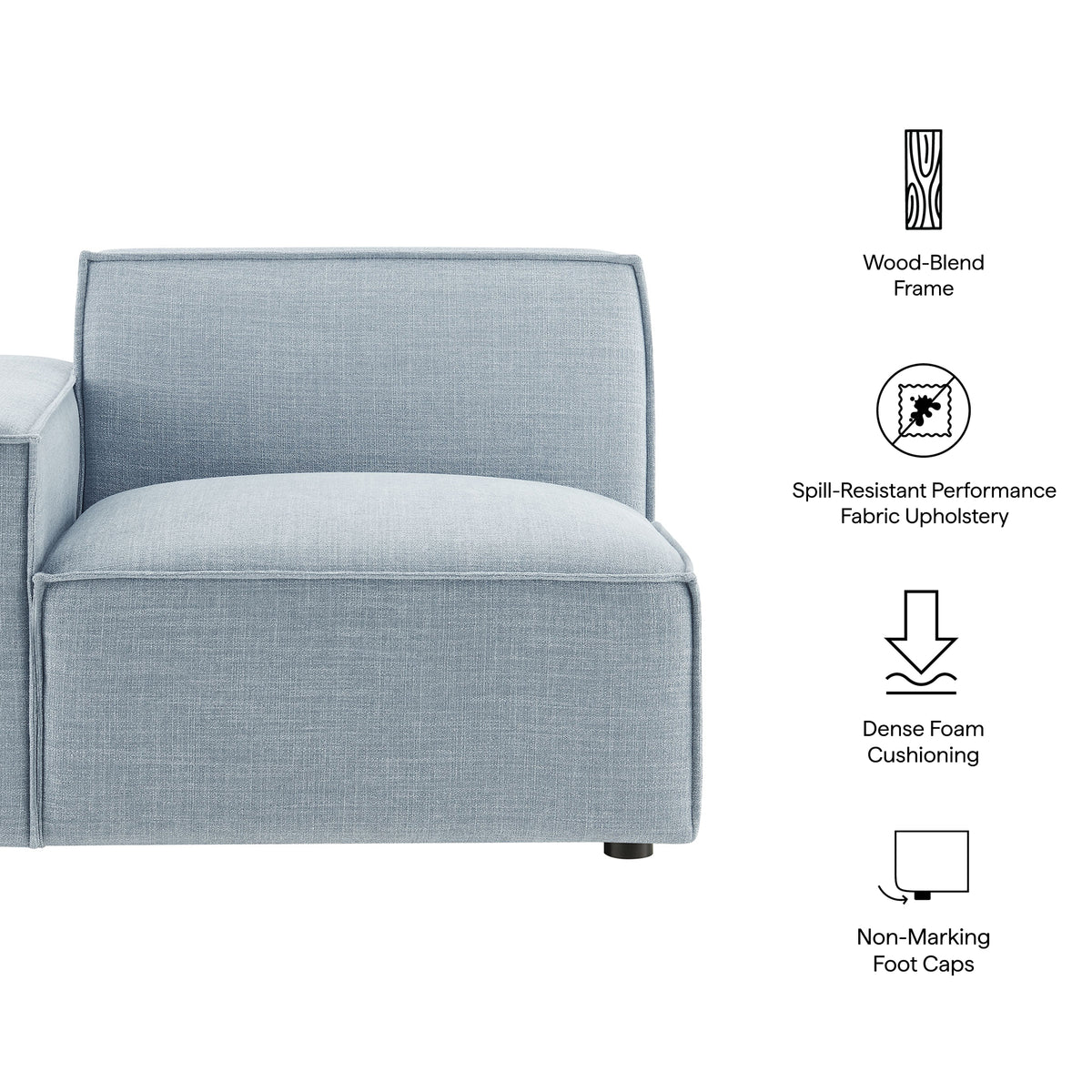 Restore Sky Performance Fabric Upholstered Left-Facing Modular Lounge Chair - Ornate Home