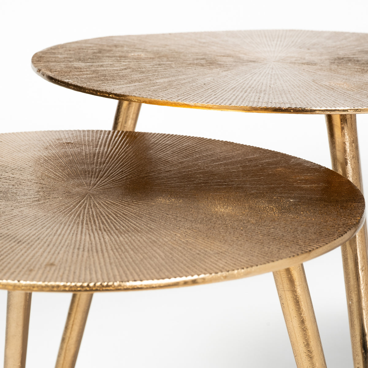 Reva Gold Small Round Top Cast Aluminum Accent Table - Ornate Home