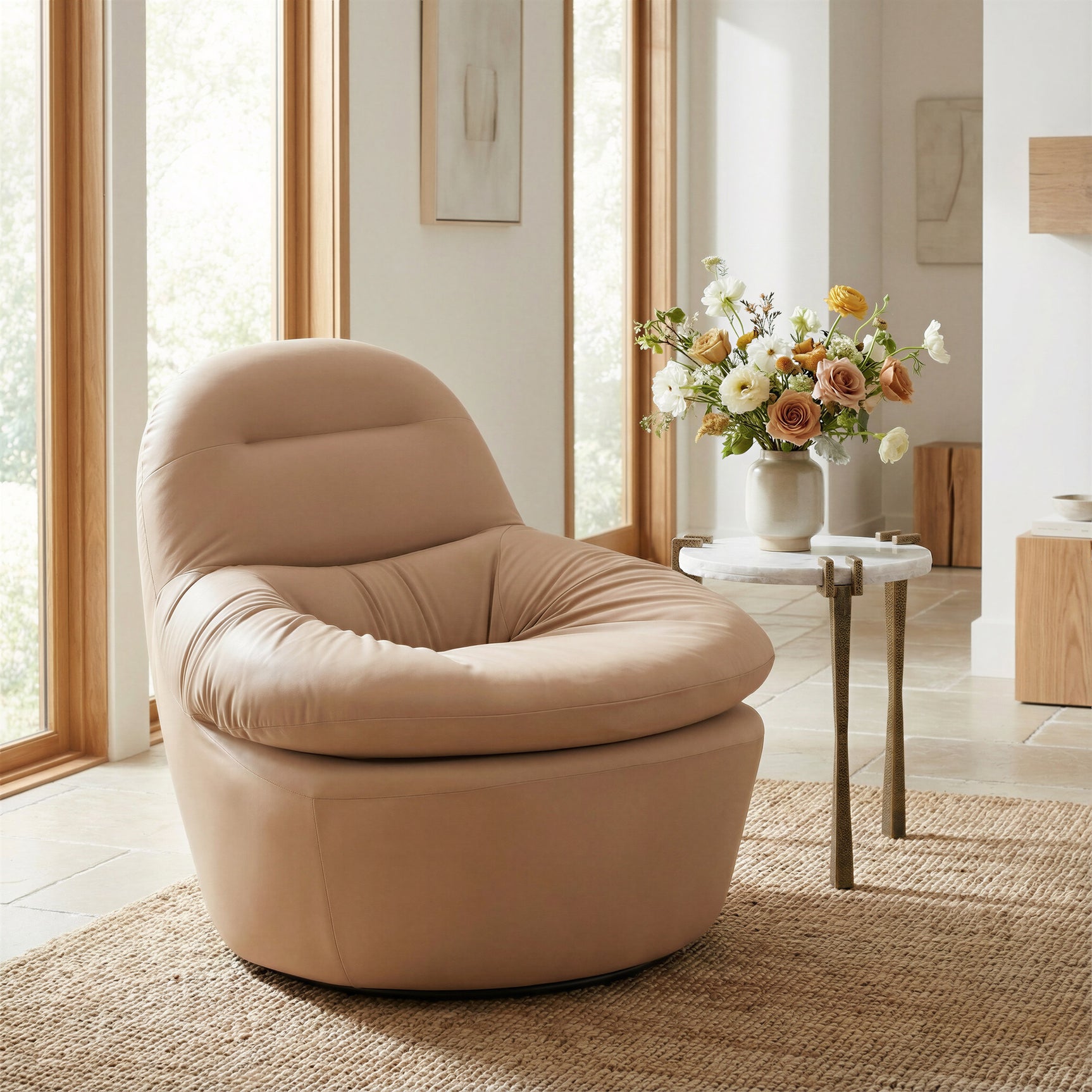 Reva Tan Swivel Chair - Ornate Home