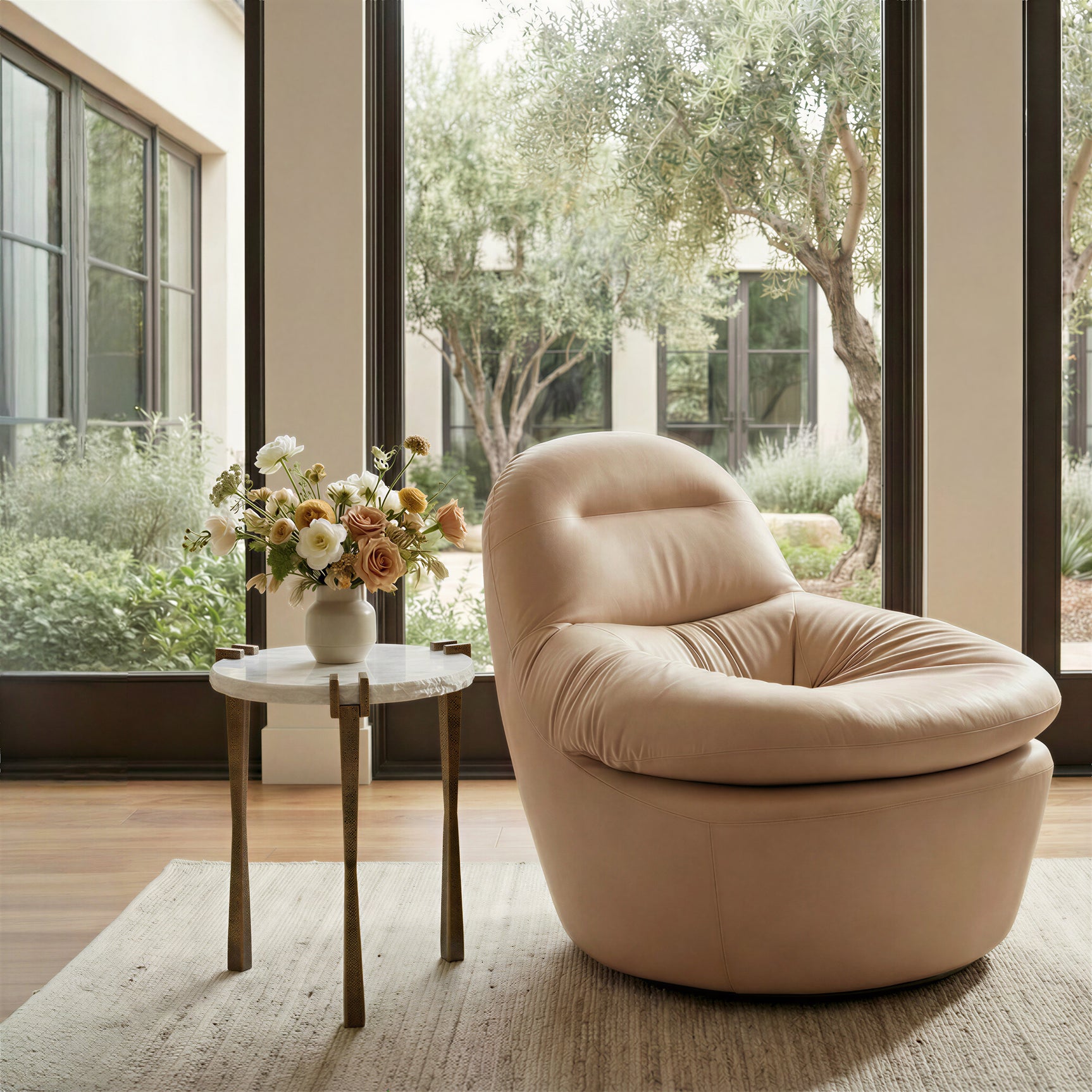 Reva Tan Swivel Chair - Ornate Home