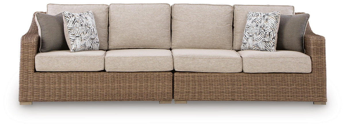 Revare Beach Beige Outdoor Right and Left-arm Facing Loveseat with Cushion (Set of 2) - Ornate Home