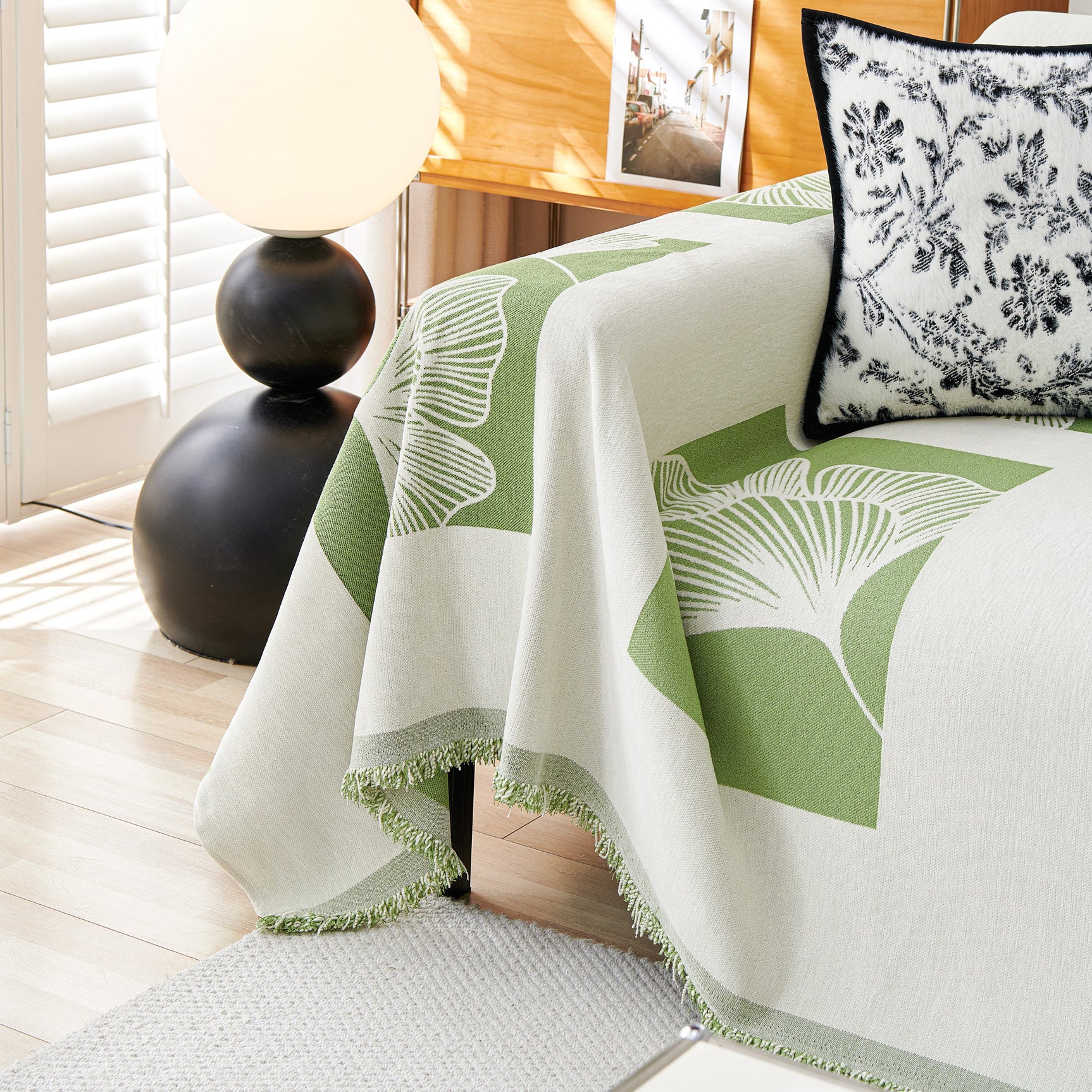 Reversible Ginkgo Leaf Furniture Slipcovers for Sofas Scratch Resistant Sectional Sofa Throw Covers - Ornate Home