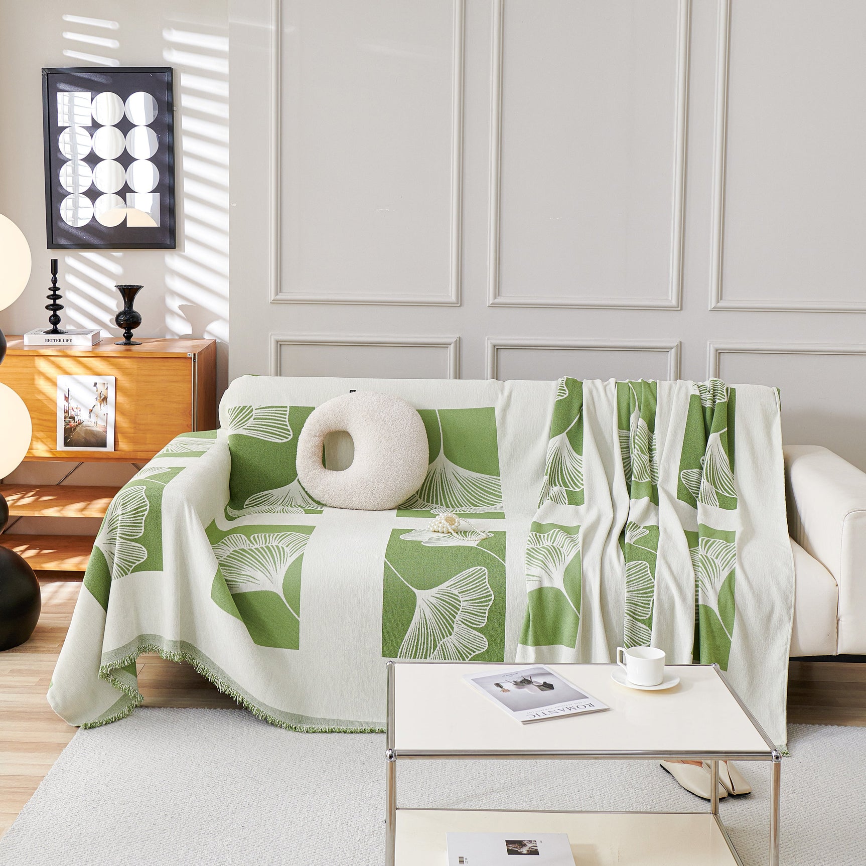 Reversible Ginkgo Leaf Furniture Slipcovers for Sofas Scratch Resistant Sectional Sofa Throw Covers - Ornate Home