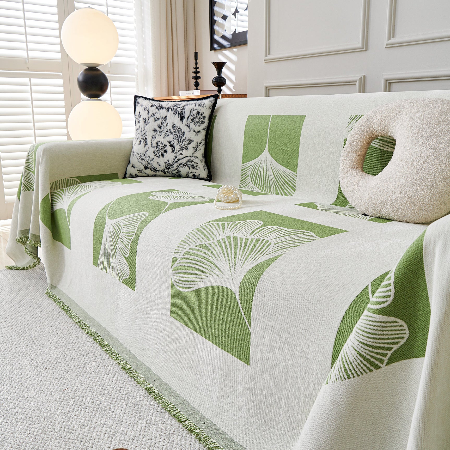 Reversible Ginkgo Leaf Furniture Slipcovers for Sofas Scratch Resistant Sectional Sofa Throw Covers - Ornate Home