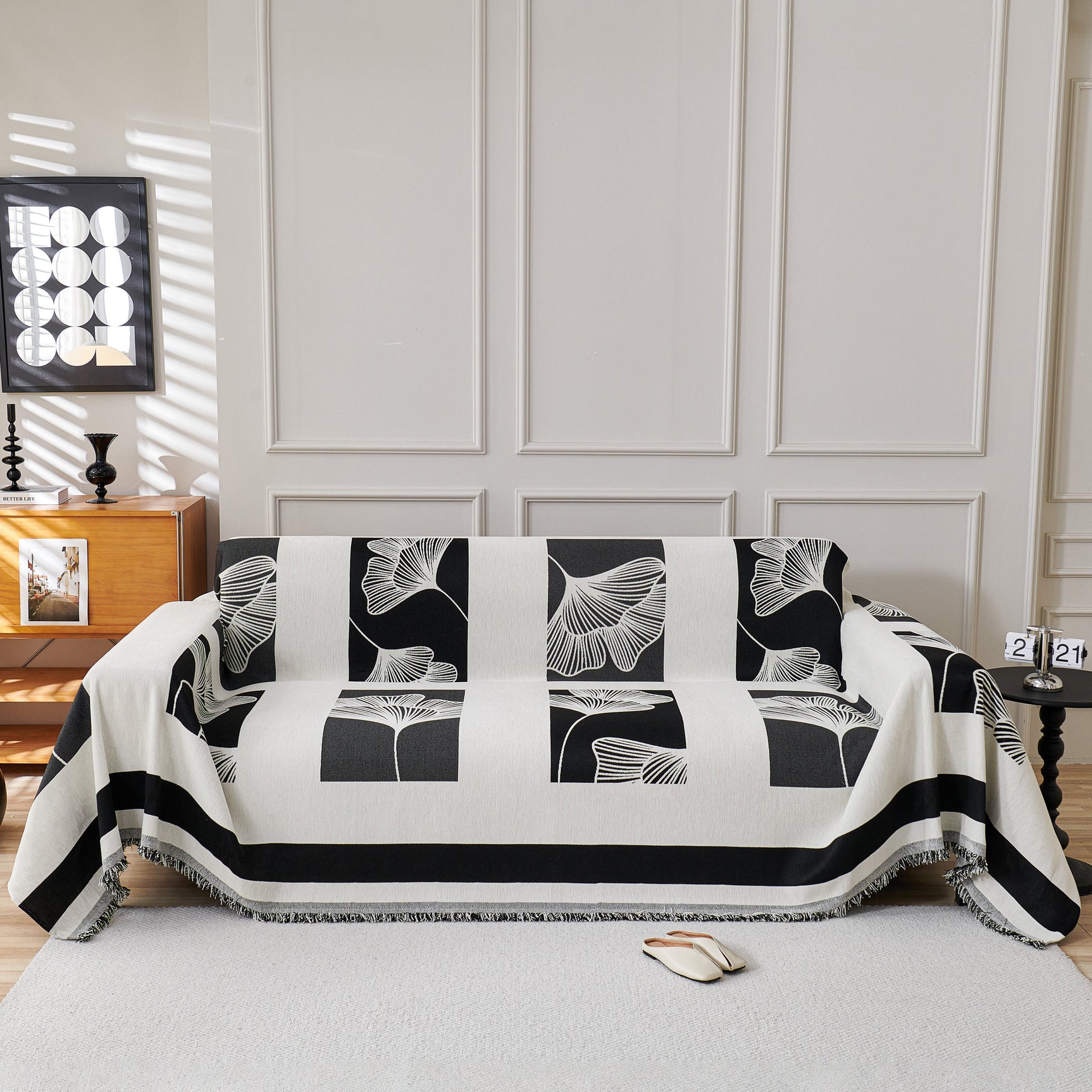 Reversible Ginkgo Leaf Furniture Slipcovers for Sofas Scratch Resistant Sectional Sofa Throw Covers - Ornate Home