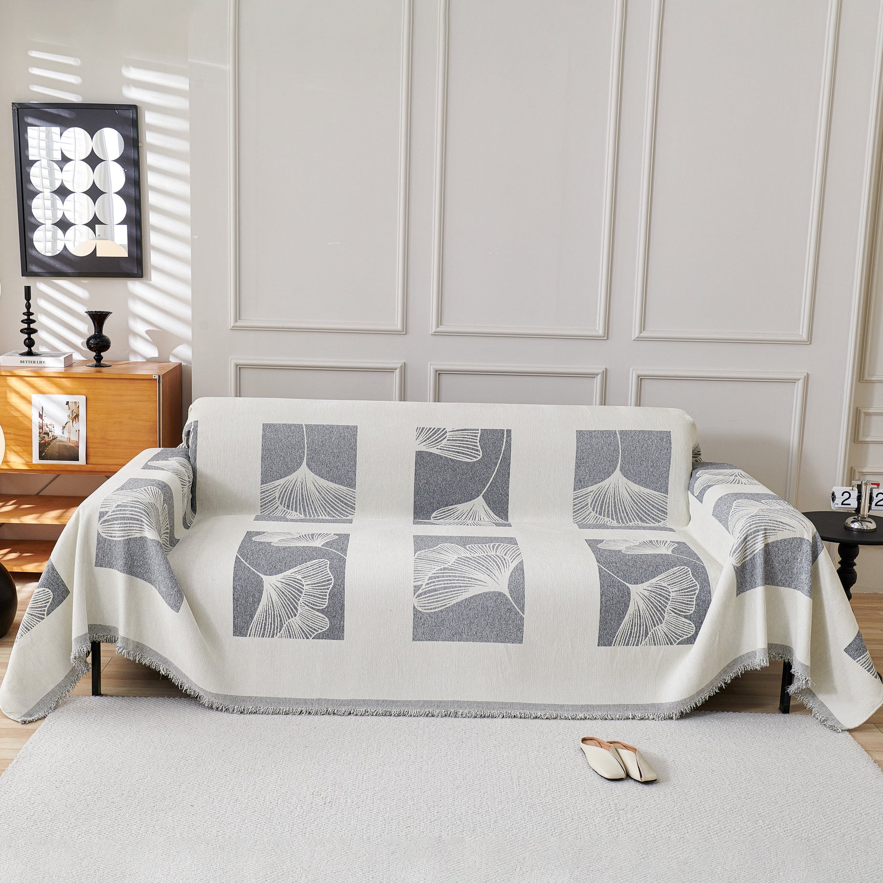 Reversible Ginkgo Leaf Furniture Slipcovers for Sofas Scratch Resistant Sectional Sofa Throw Covers - Ornate Home