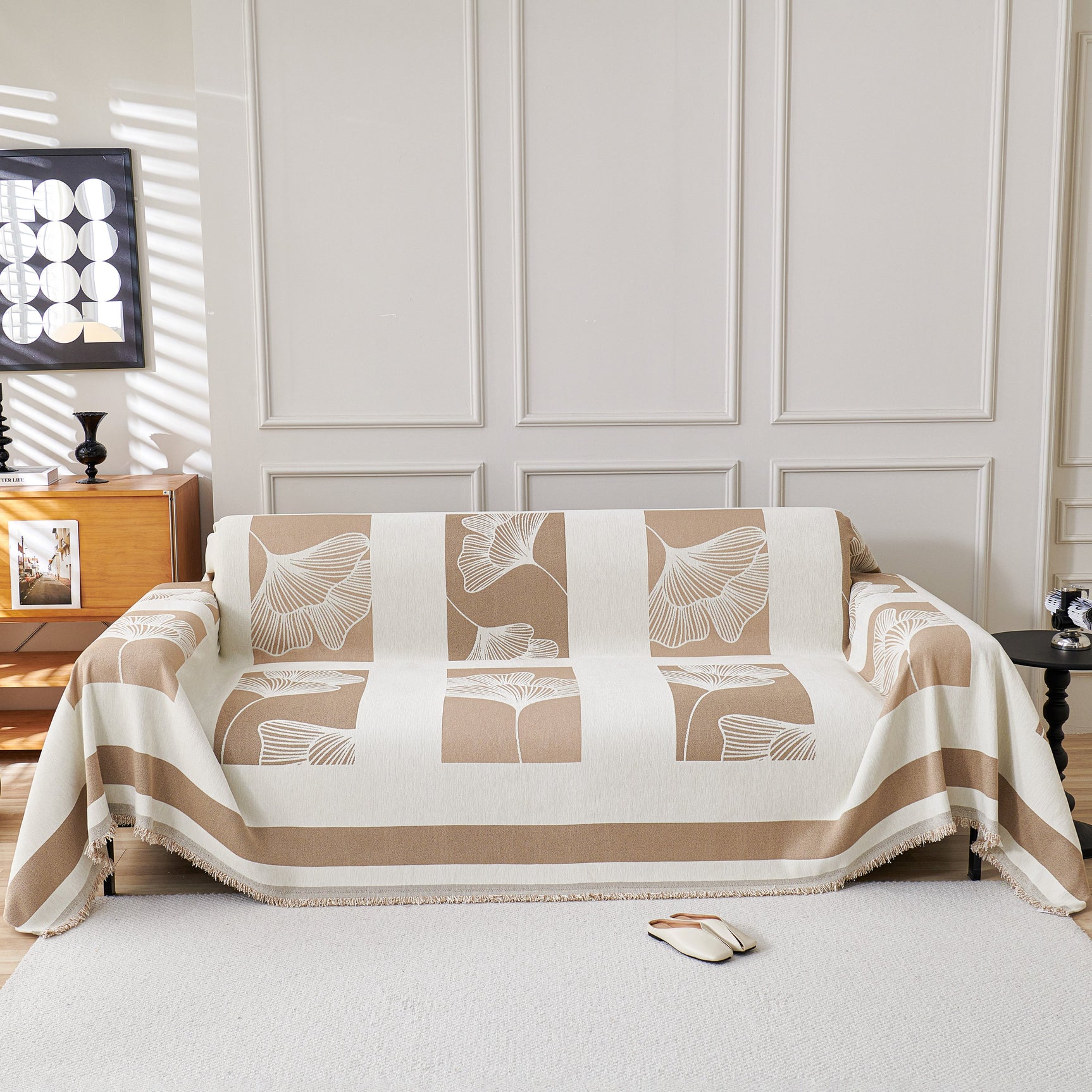 Reversible Ginkgo Leaf Furniture Slipcovers for Sofas Scratch Resistant Sectional Sofa Throw Covers - Ornate Home