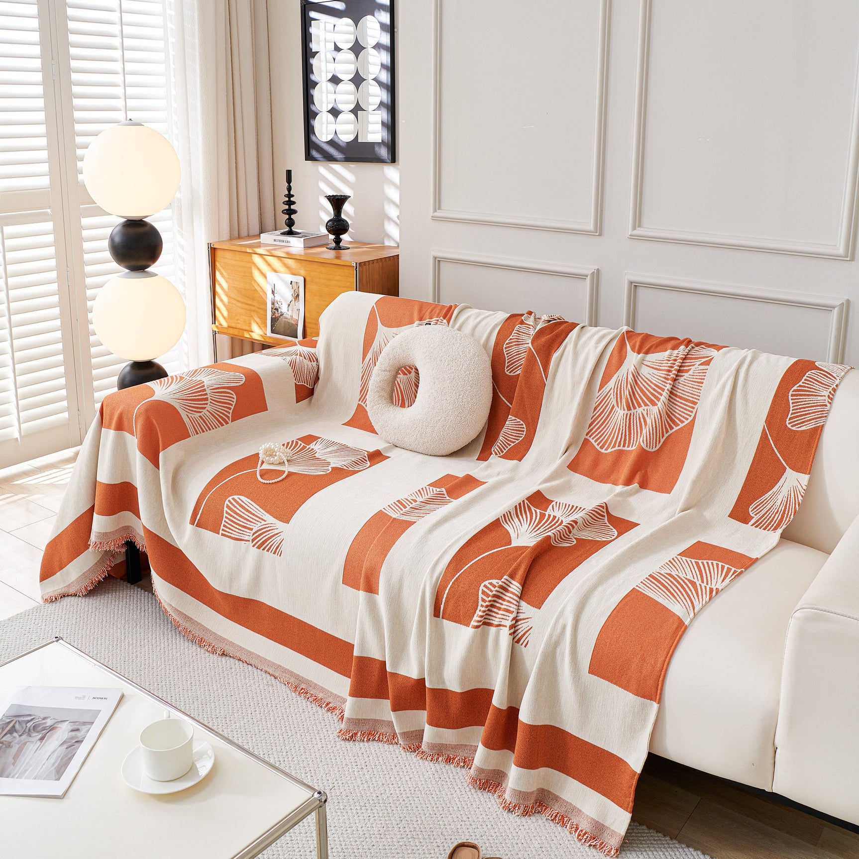 Reversible Ginkgo Leaf Furniture Slipcovers for Sofas Scratch Resistant Sectional Sofa Throw Covers - Ornate Home