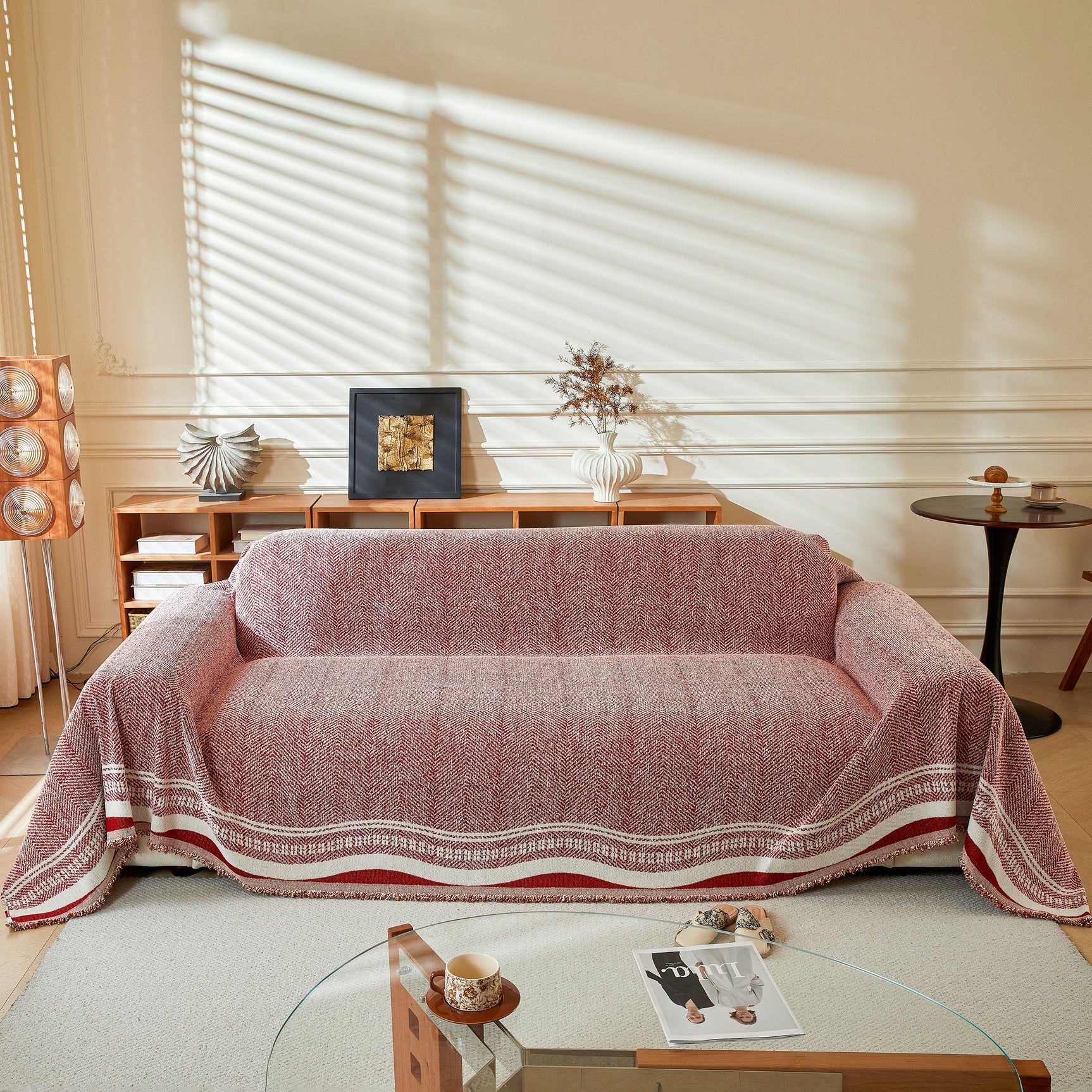 Reversible Herringbone Sofa Cover, 2-in-1 Classic British Throw Blanket for Couch - Ornate Home