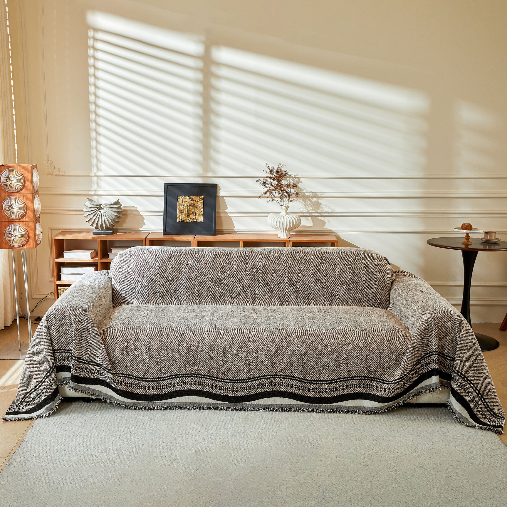 Reversible Herringbone Sofa Cover, 2-in-1 Classic British Throw Blanket for Couch - Ornate Home
