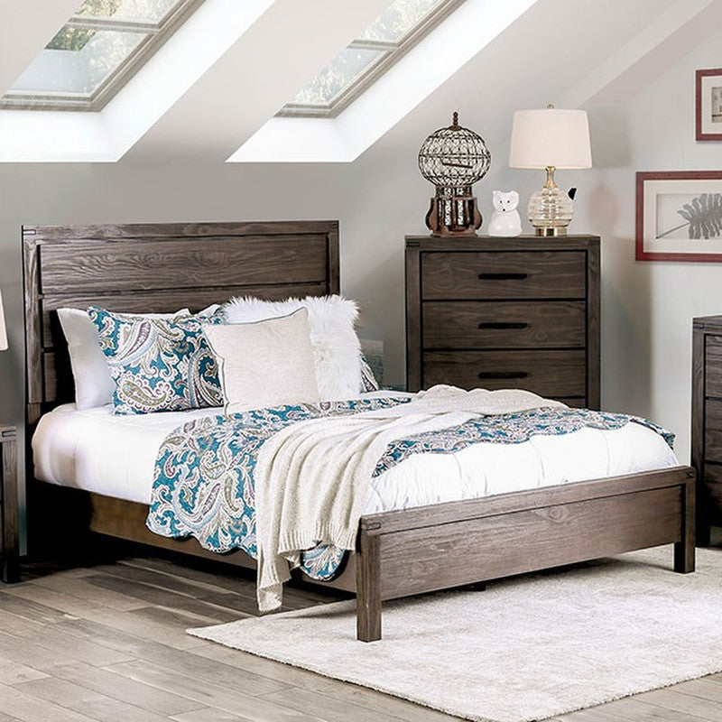 Rexburg Wire-Brushed Rustic Brown E.King Bed - Ornate Home