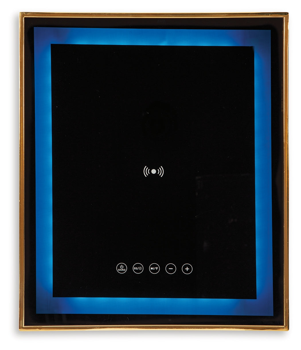 Rexwell Black/Gold Finish Accent Table with Speaker - Ornate Home