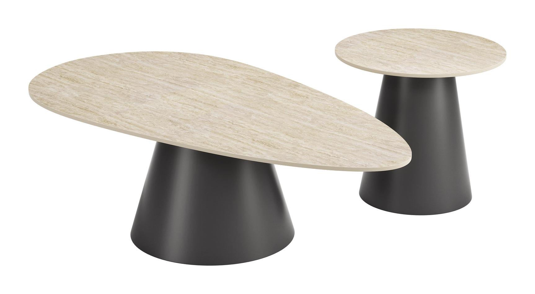 Reyes Natural & Black Coffee Table Set (2-Piece) - Ornate Home
