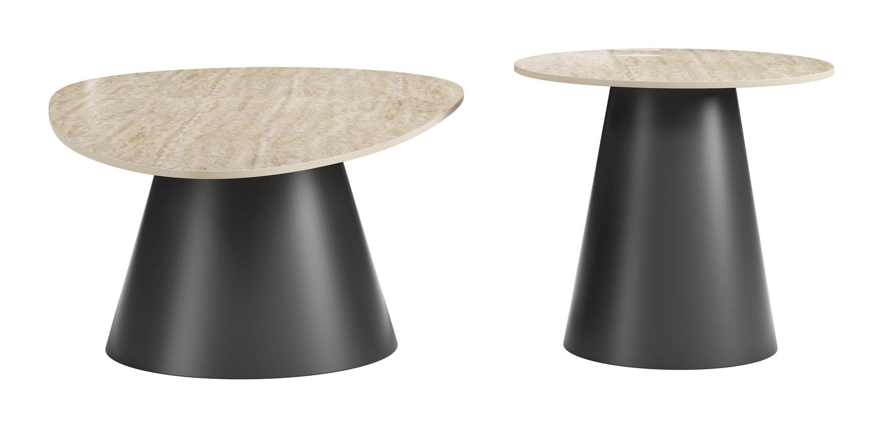 Reyes Natural & Black Coffee Table Set (2-Piece) - Ornate Home