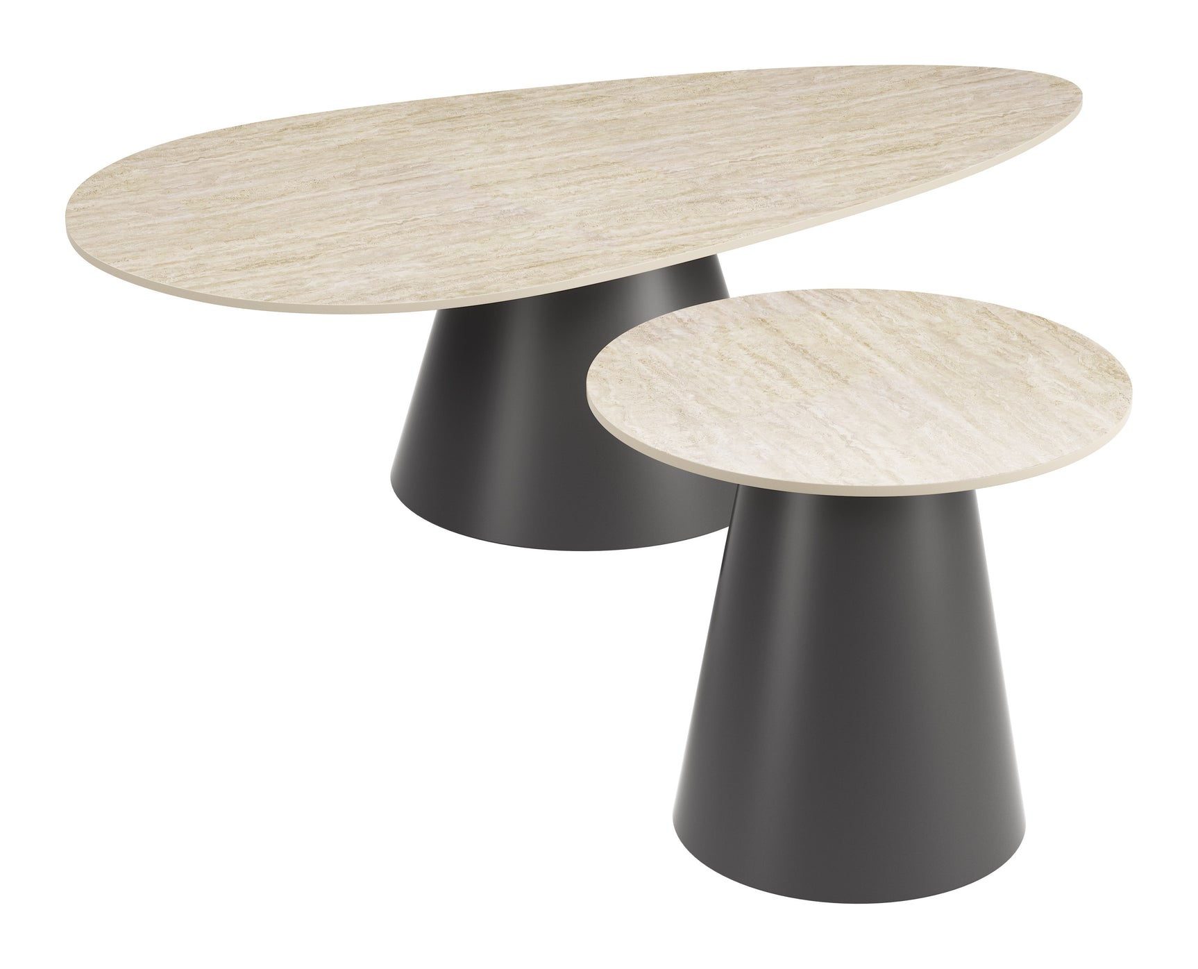 Reyes Natural & Black Coffee Table Set (2-Piece) - Ornate Home